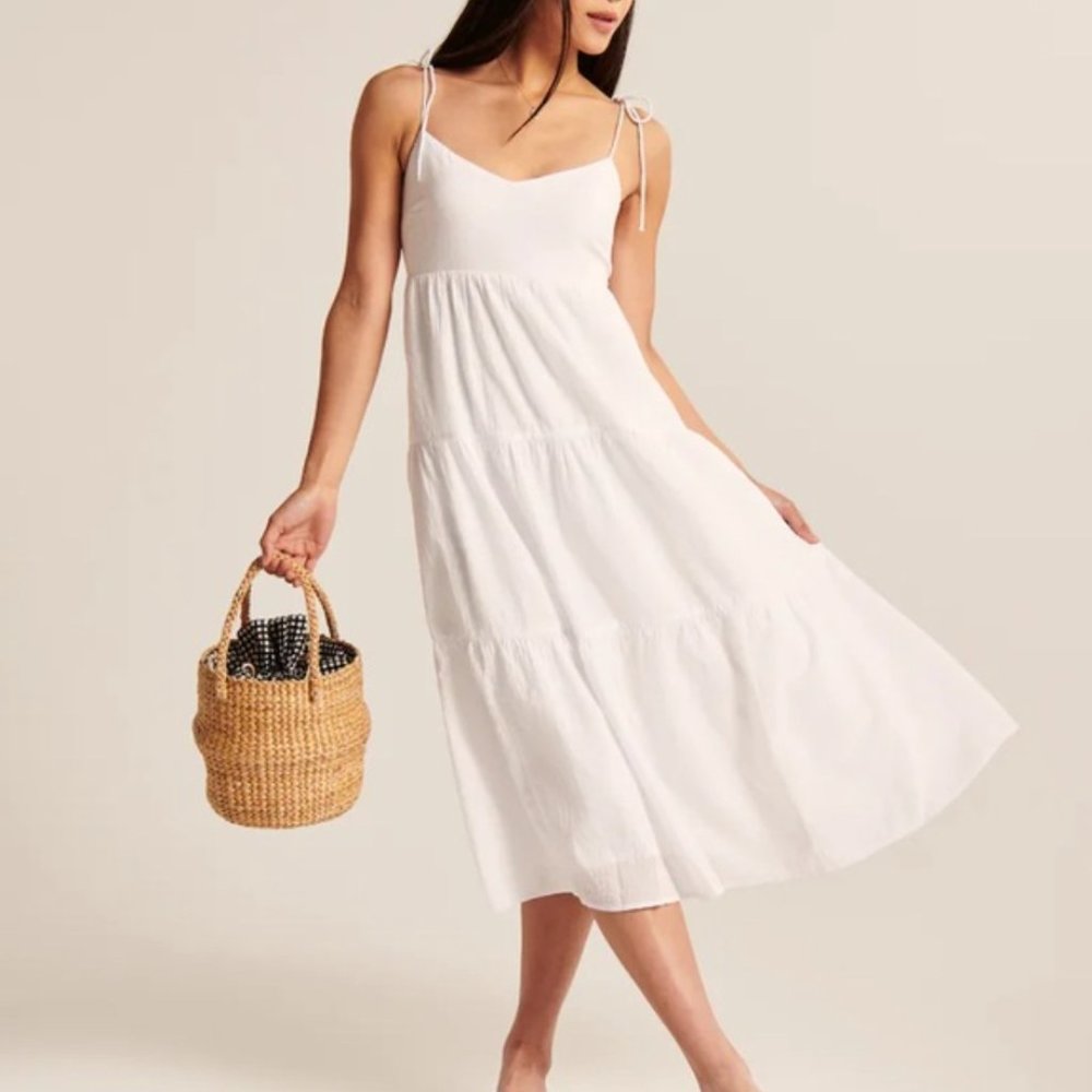 Abercrombie Tie-Strap Tiered Trapeze Midi Dress - Like New!